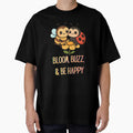 Bloom, Buzz, & Be Happy – Cute Bee and Ladybug Positive Quote Design by Painted Moon by Luna Bee™