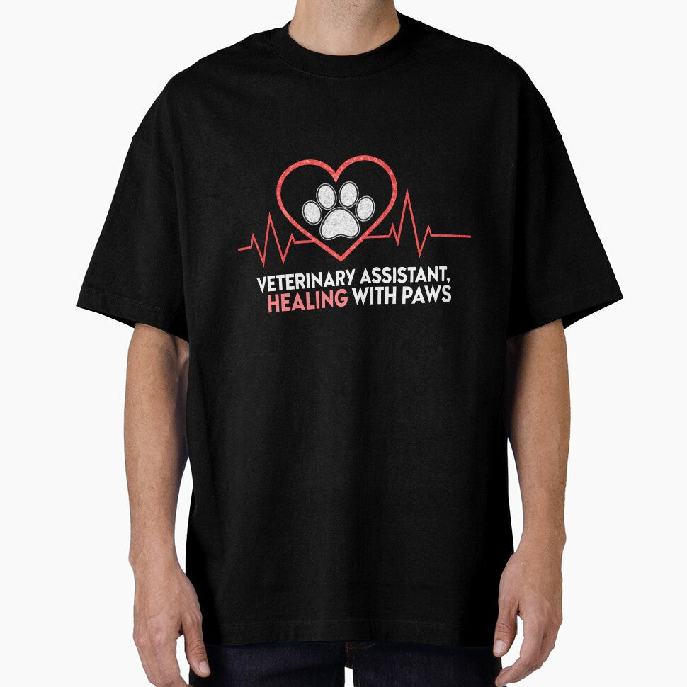 Veterinary Assistant Heartbeat Paw Print – Healing with Paws Vet Tech Design by VividOrganica