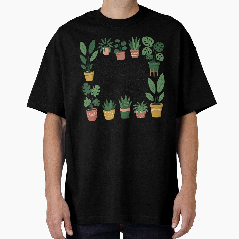 Plant Lady Typography with Potted Houseplants by ArtfulWeave