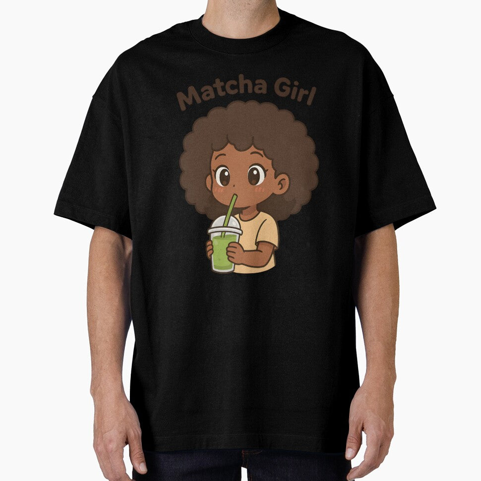Matcha Girl – Kawaii Afro Anime Girl Drinking Matcha | Cute Kawaii Aesthetic by OsasChild