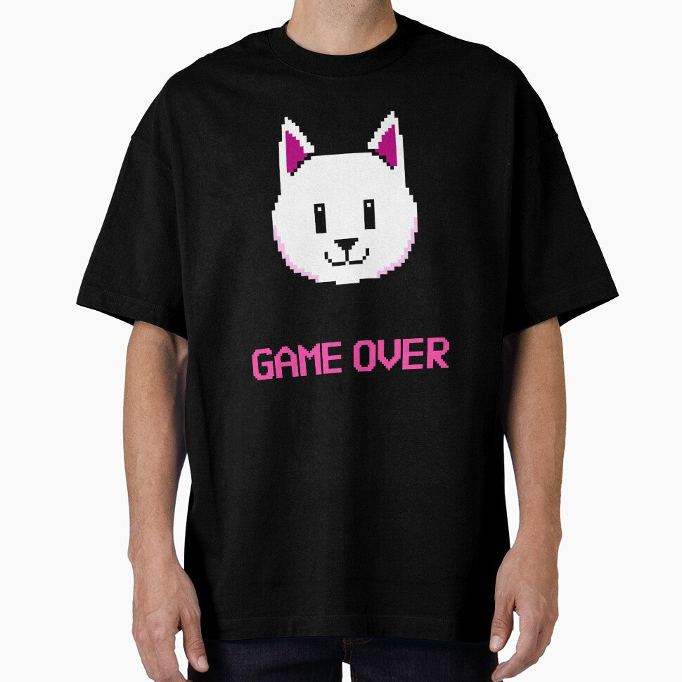 Game Over Retro 8-bit Cat by up4tee