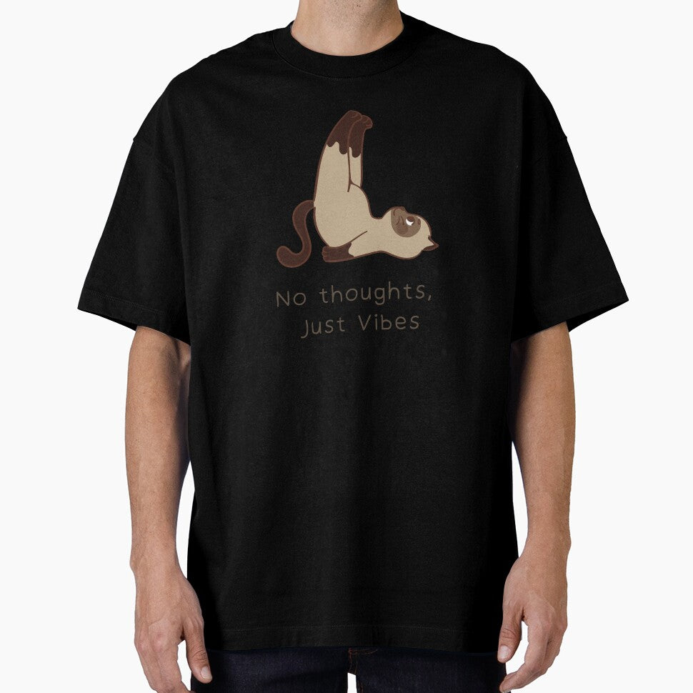 No Thoughts, Just Vibes Cat Yoga Meme by BrainyLingo