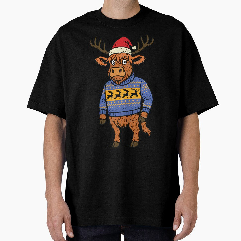 Cute Highland Christmas Cow Sticker Classic T-Shirt by BambaKchula