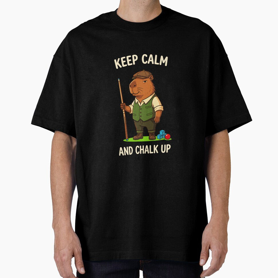 Keep Calm and Chalk Up Cute Capybara Pool Billiards by JoyJRamos