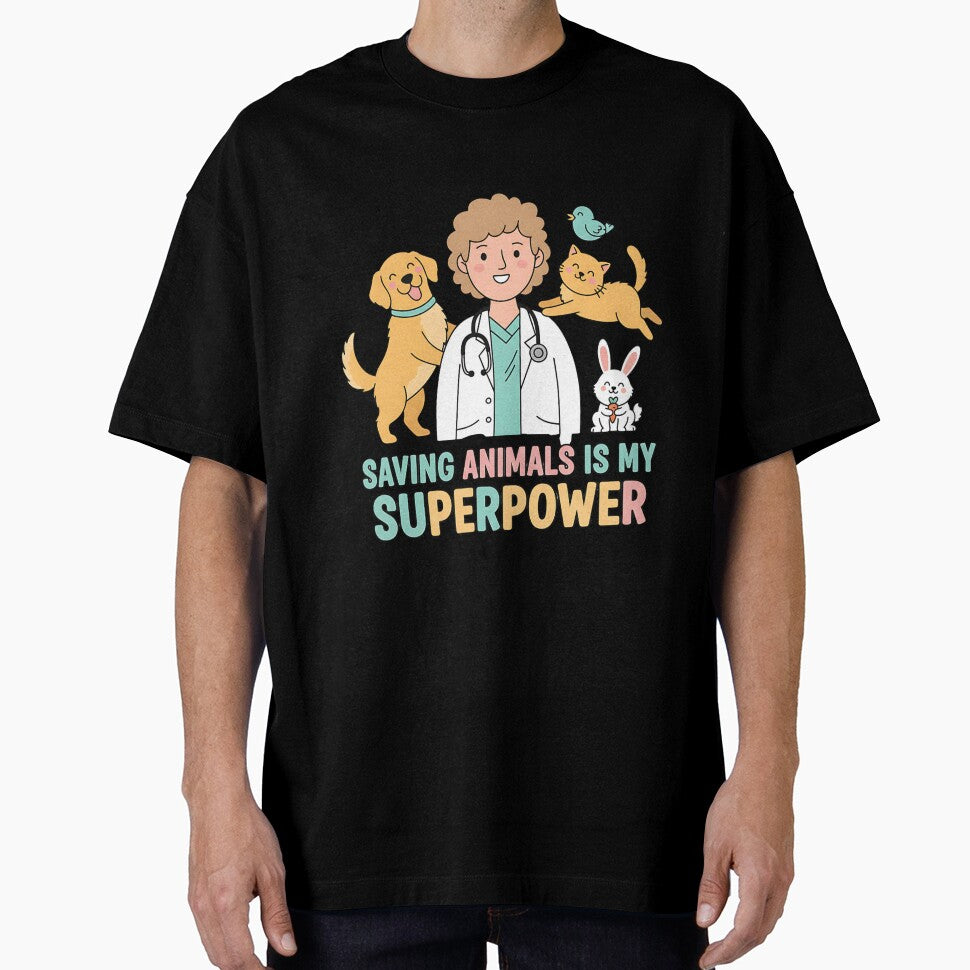 Saving Animals Is My Superpower – Funny Veterinarian Shirt by Muzgle