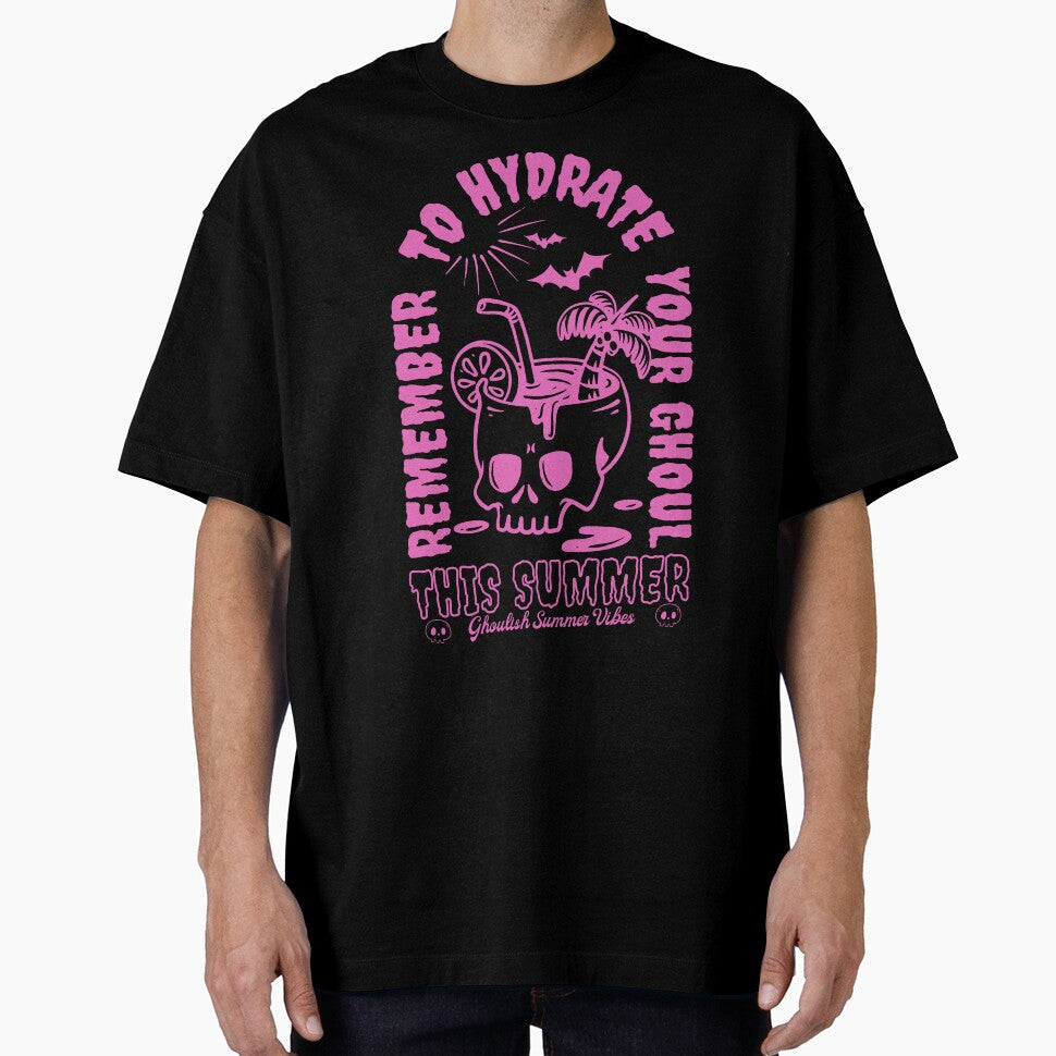 Summerween, Summer Shirt, Summer Aesthetic, Summertime, Beach vibes, Remember to Hydrate your Ghoul, Hot Goth Summer, Goth Style, Ghoulish Summer, Skull Shirt, Funny Skeleton Tee by SSINAMOON