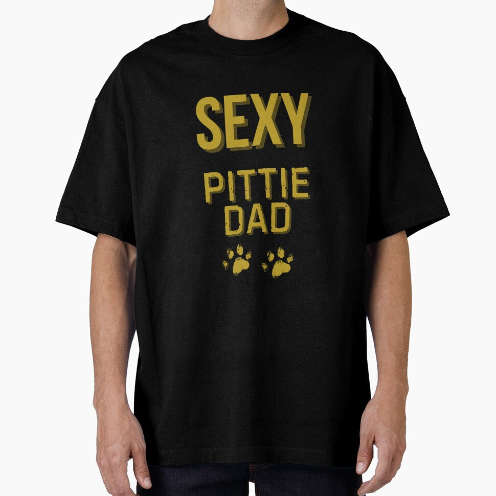 Sexy Pittie Dad – Bold Gold Textured Paw Print Design by Fredster1966
