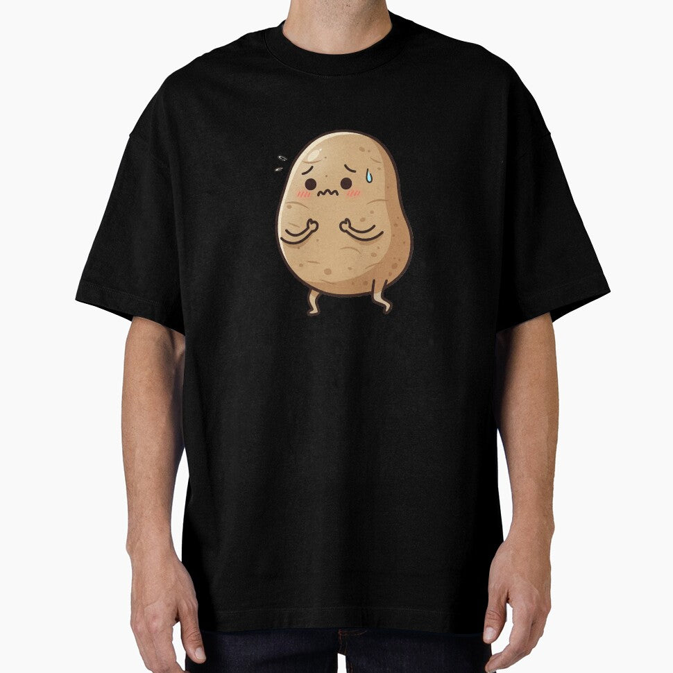 Worried Potato – Funny Anxiety Mascot Art Red by Strange Comforts