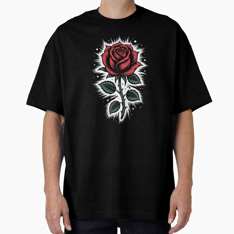 Tattoo Style Single Rose Head Burst Background Gothic Art by Say It With Ink