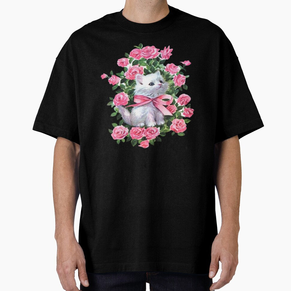 Vintage cat with roses by Pixiedrop
