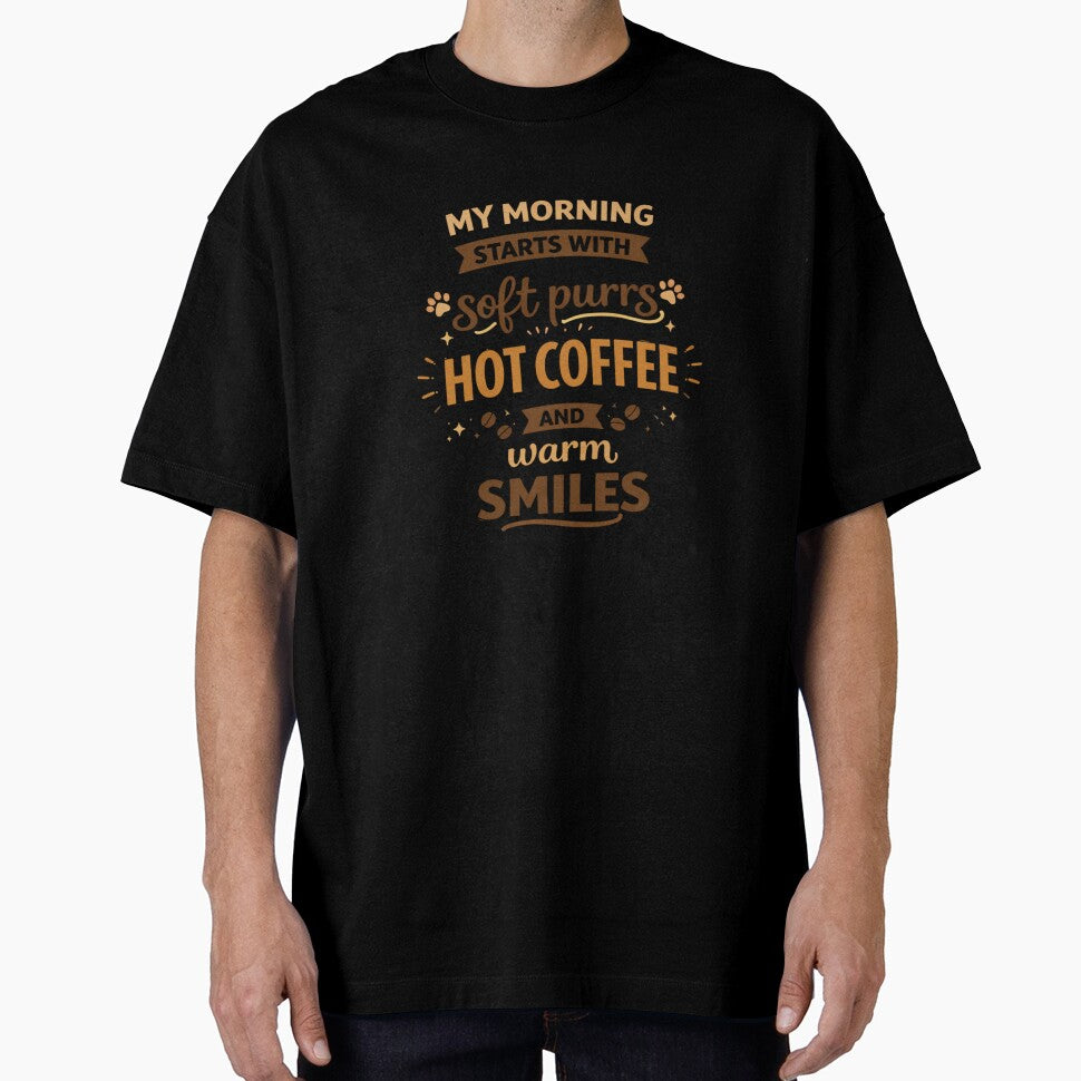 My Morning Starts with Soft Purrs and Hot Coffee – Cute Cat Lover Quote by Mindworx21