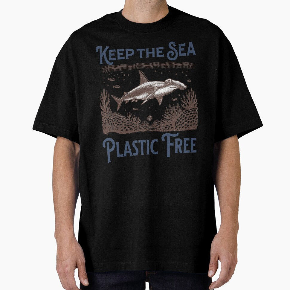 Keep the Sea Plastic Free – Sustainable Ocean Design with Shark & Environmental Message by Design-by-Micha