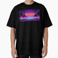 Retro 80s Synthwave Sunset & Neon Palm Trees by PixelPasha