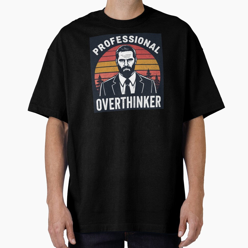 Professional Overthinker - Retro Sunset Business Man by LittleDreamInk