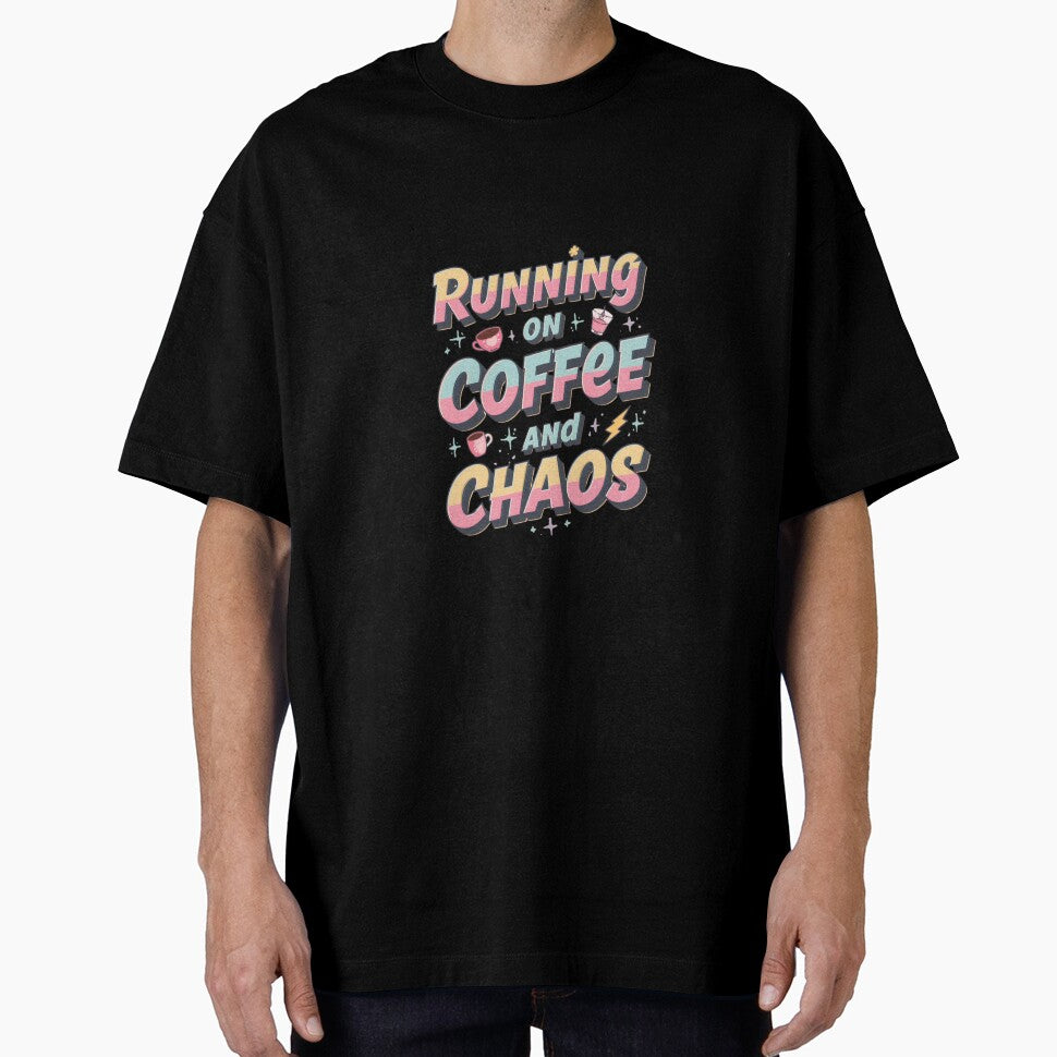 Running on Coffee and Chaos – Vintage Funny Tee by EcoArtTees