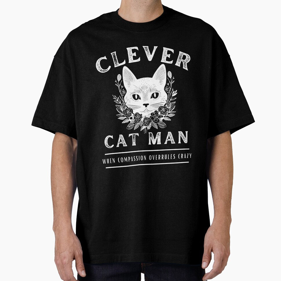 Clever Cat Man (not crazy) - White Print by DPingBirdie