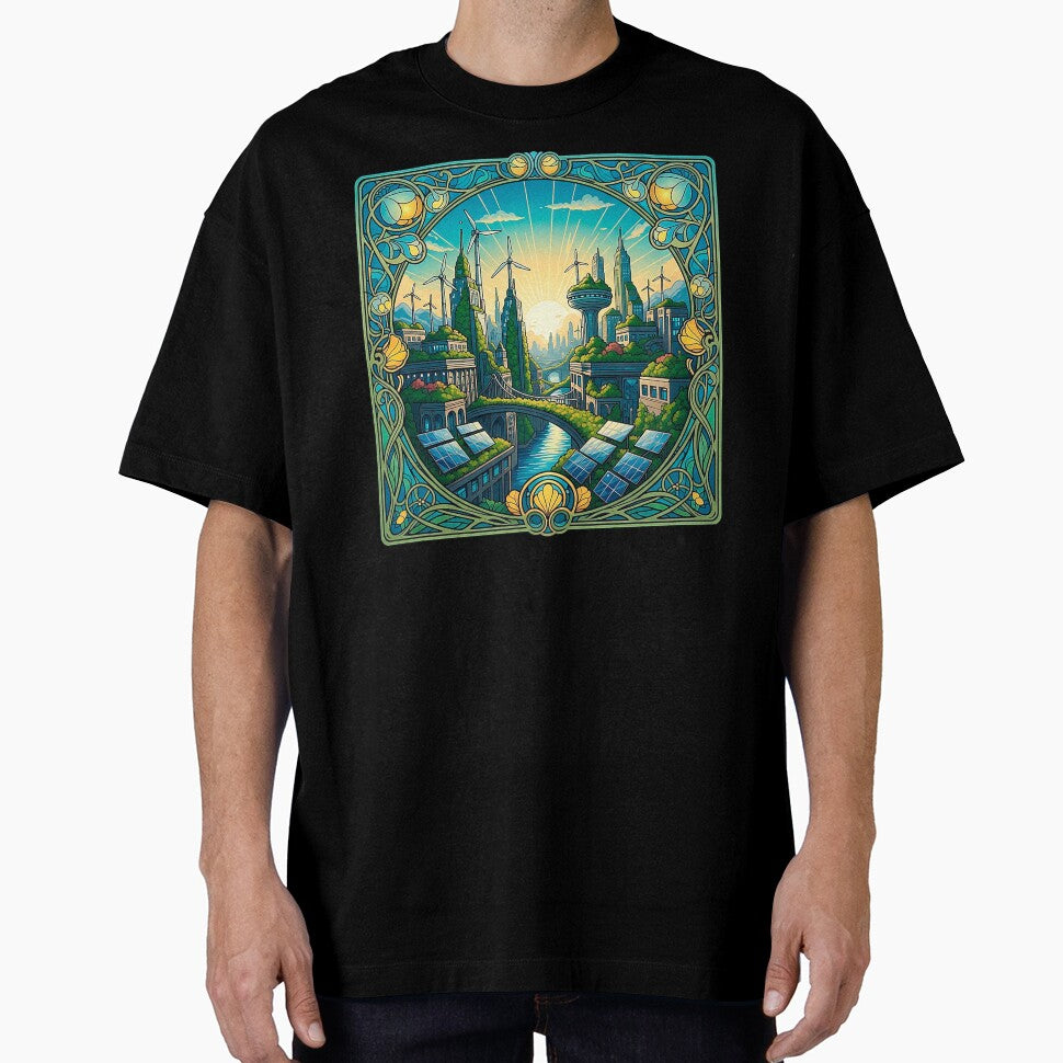Solarpunk Cityscape Art Nouveau Green Future by SholoStudio