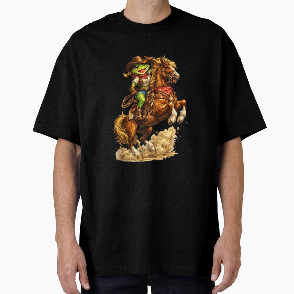 Cowgirl frog on a rearing horse by FroggyOnly
