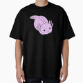 Cute Kawaii Baby Chibi Axolotl in Pastel Lavender Purple with Hearts and Cloud Pattern by InkMemories