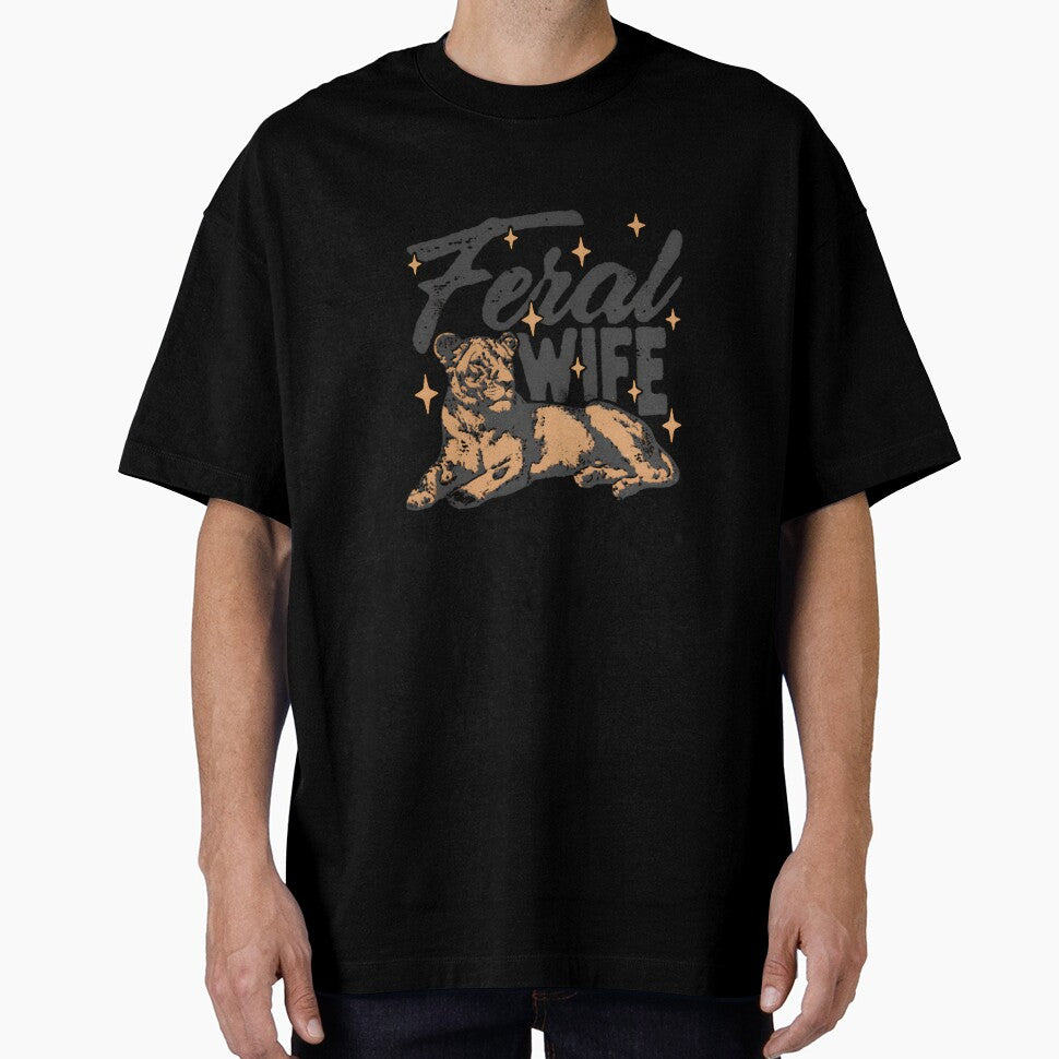Feral Wife Lioness Illustration — Retro Sarcastic Animal Typography by Colorful-Garden