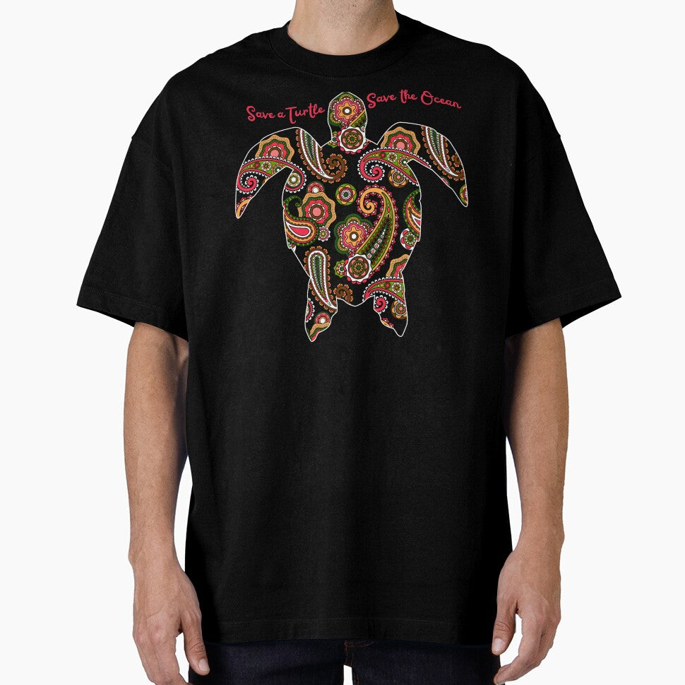 Save a Turtle Save the Ocean Marine Life Sea Animals Conservation Awareness Summer Paisley Pattern by Bragamontes