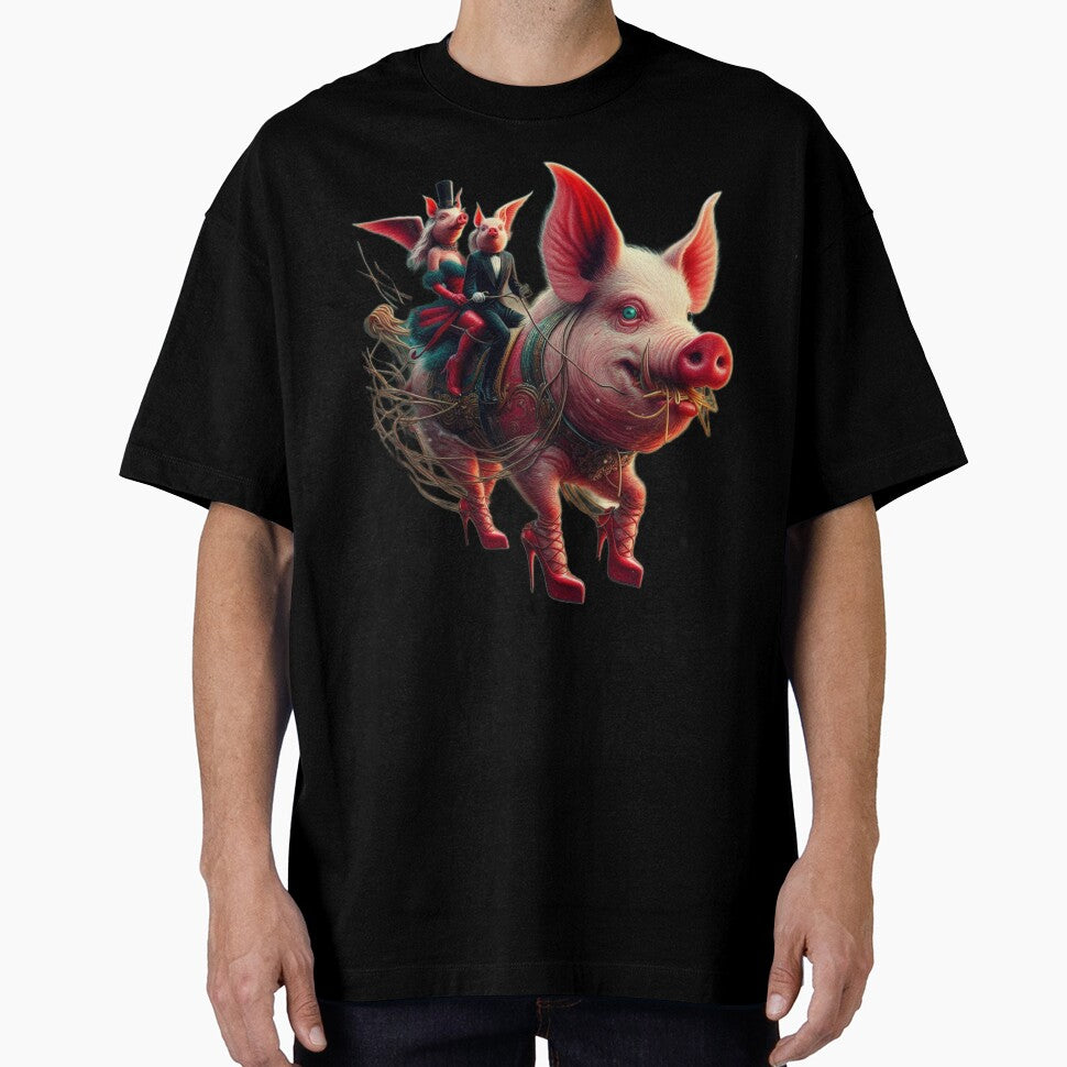 Gothic Pig Aristocrats Riding Giant Boar in High Heels by LujziWorld