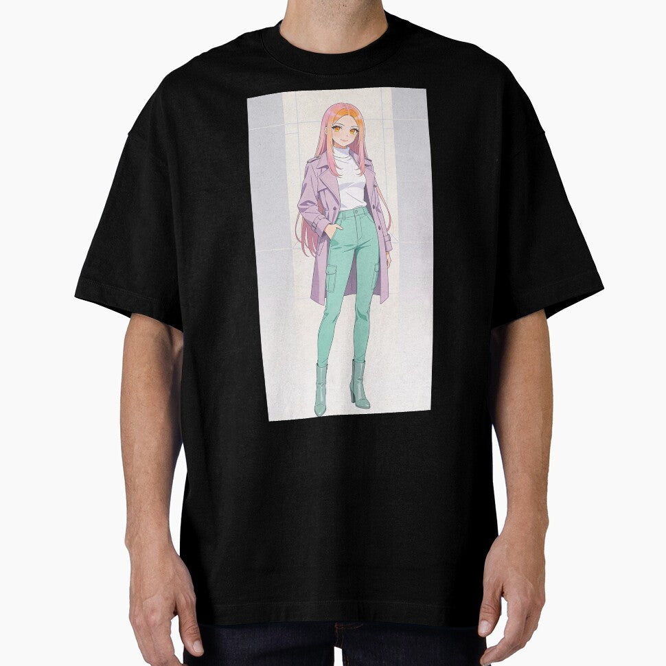 Confident Modern Pastel Anime - Fashionable Trench Coat Pose colour #1 by KMChronicles