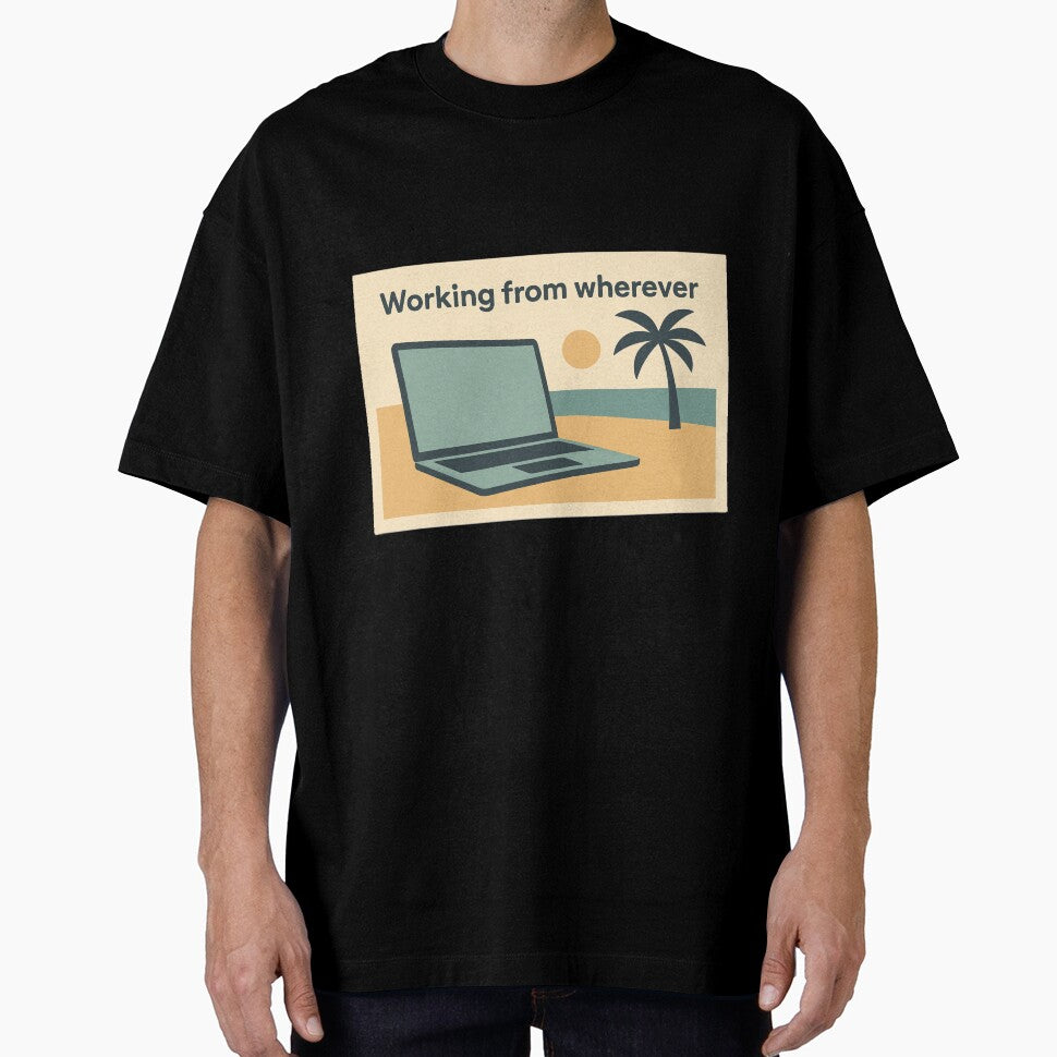 Laptop on Beach Postcard Style by Serge-Design