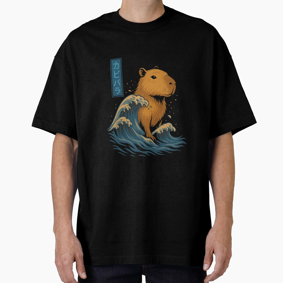 Capybara among Waves – Serenity in the Chaos of the Sea by Capybarastore_77