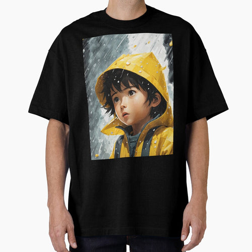 "Rainy Day Wonder" - Child in Yellow Raincoat Artwork by Collision19