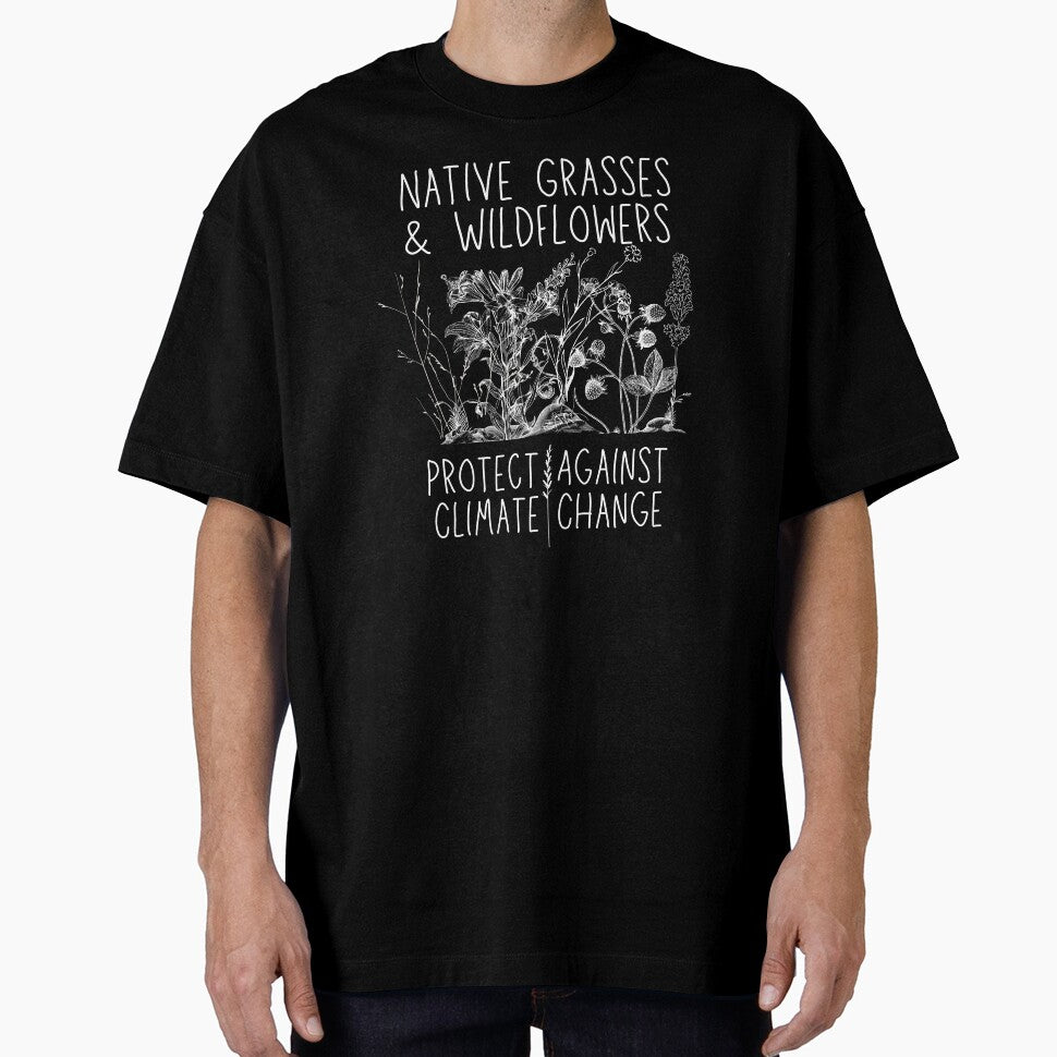 Native Grasses & Wildflowers Protect Against Climate Change Drawing Design by EarthArtDesigns