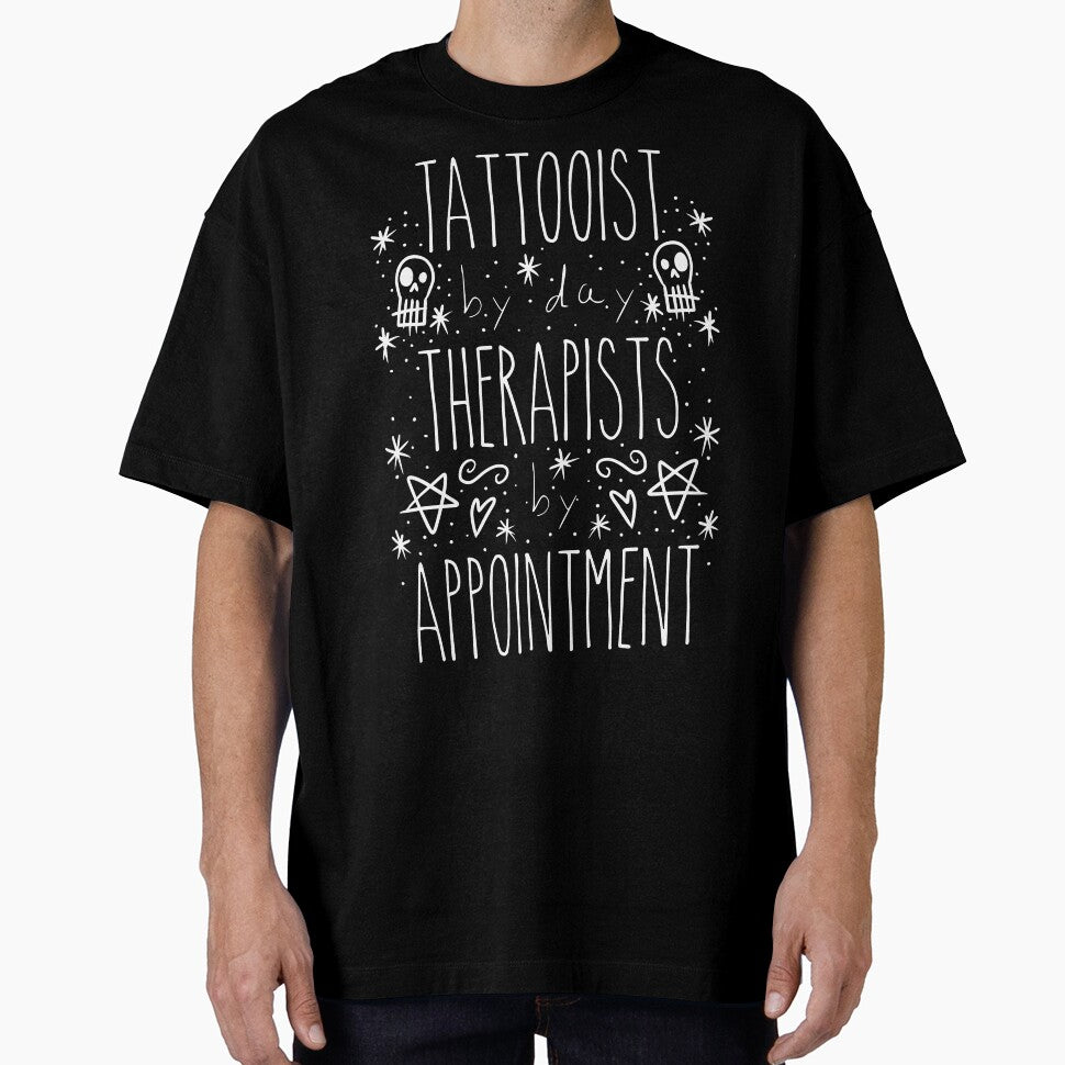 Tattooist by day Therapist by Appointment - With Doodles- White Script Design by Mitch616Art