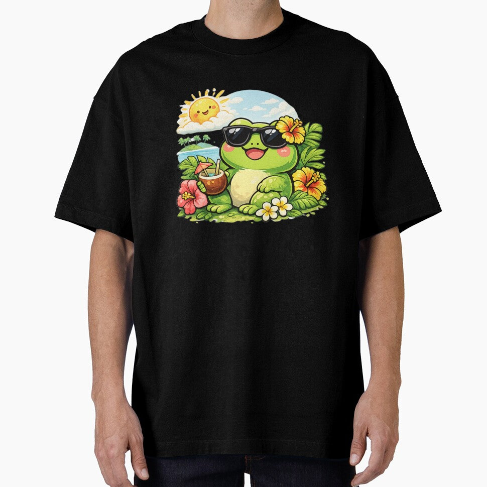Kawaii frog on tropical vacation by FroggyOnly