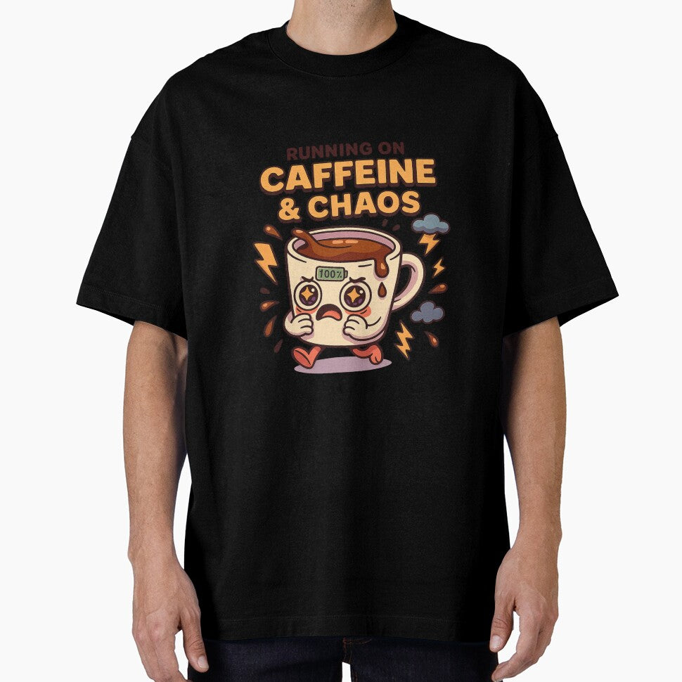 Running on Caffeine & Chaos – Hyper Coffee Cartoon Design by Art-Tacos
