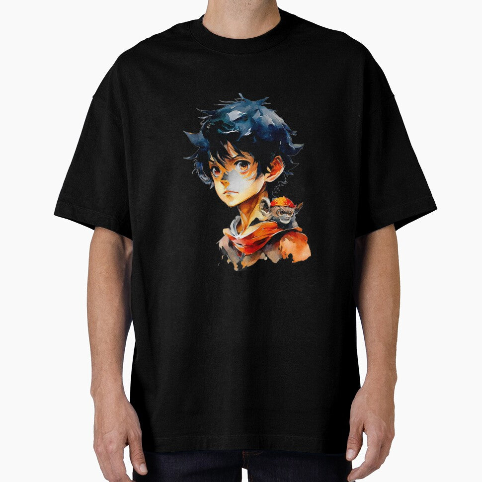 Anime boy with monkey. by Leberks