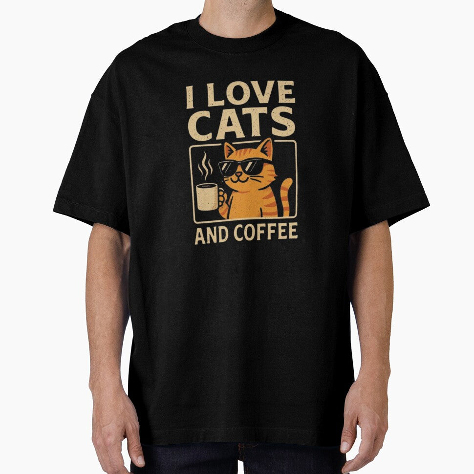 Funny I Love Cats And Coffee Cool Cat With Sunglasses Drinking Morning Coffee Vibes by QuotinTs