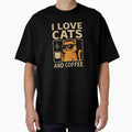 Funny I Love Cats And Coffee Cool Cat With Sunglasses Drinking Morning Coffee Vibes by QuotinTs