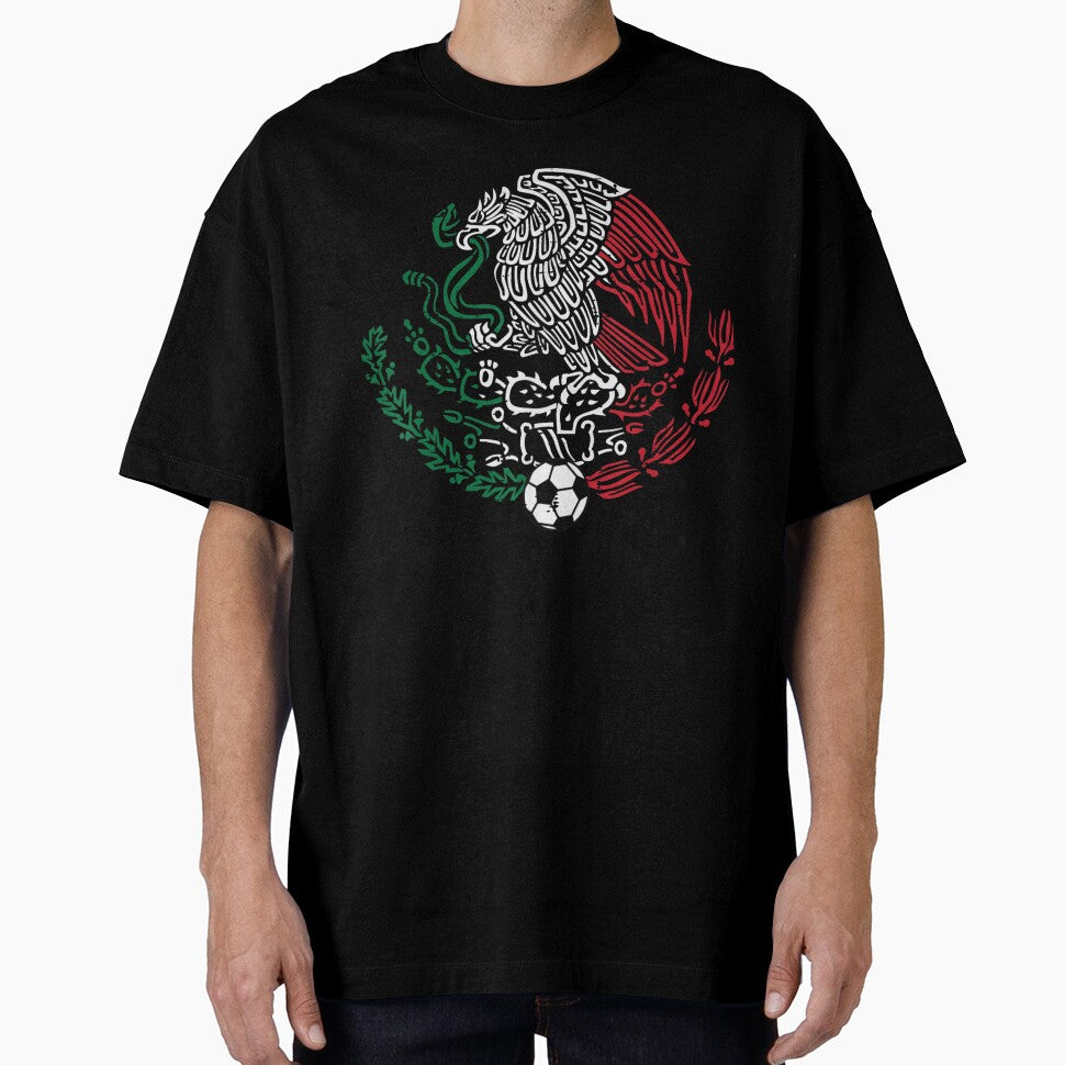 Mexican Flag Eagle And Snake Crest Vintage Distressed Football Soccer Design by YubitaLeLe