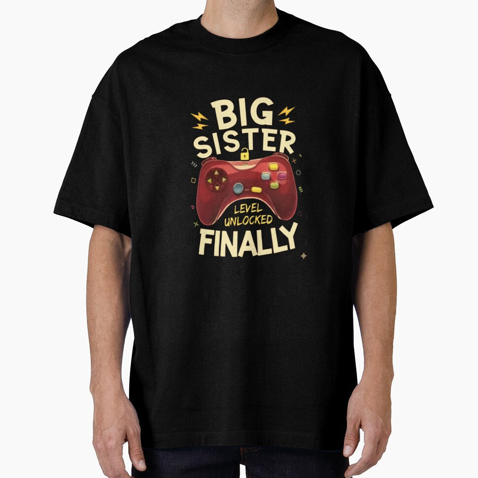 Big Sister Level Unlocked Finally — Cute Gamer Controller Typography by Colorful-Garden