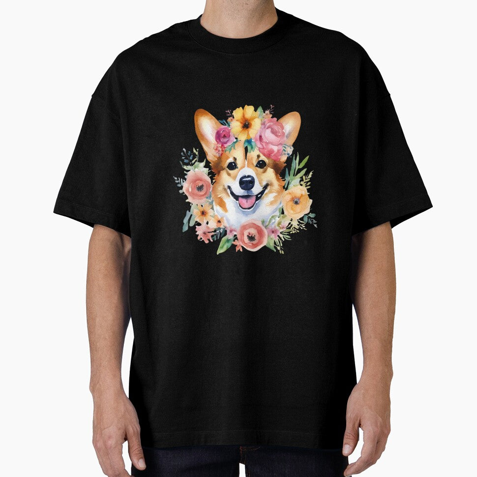 Watercolor Flower Corgi by CharmStudio