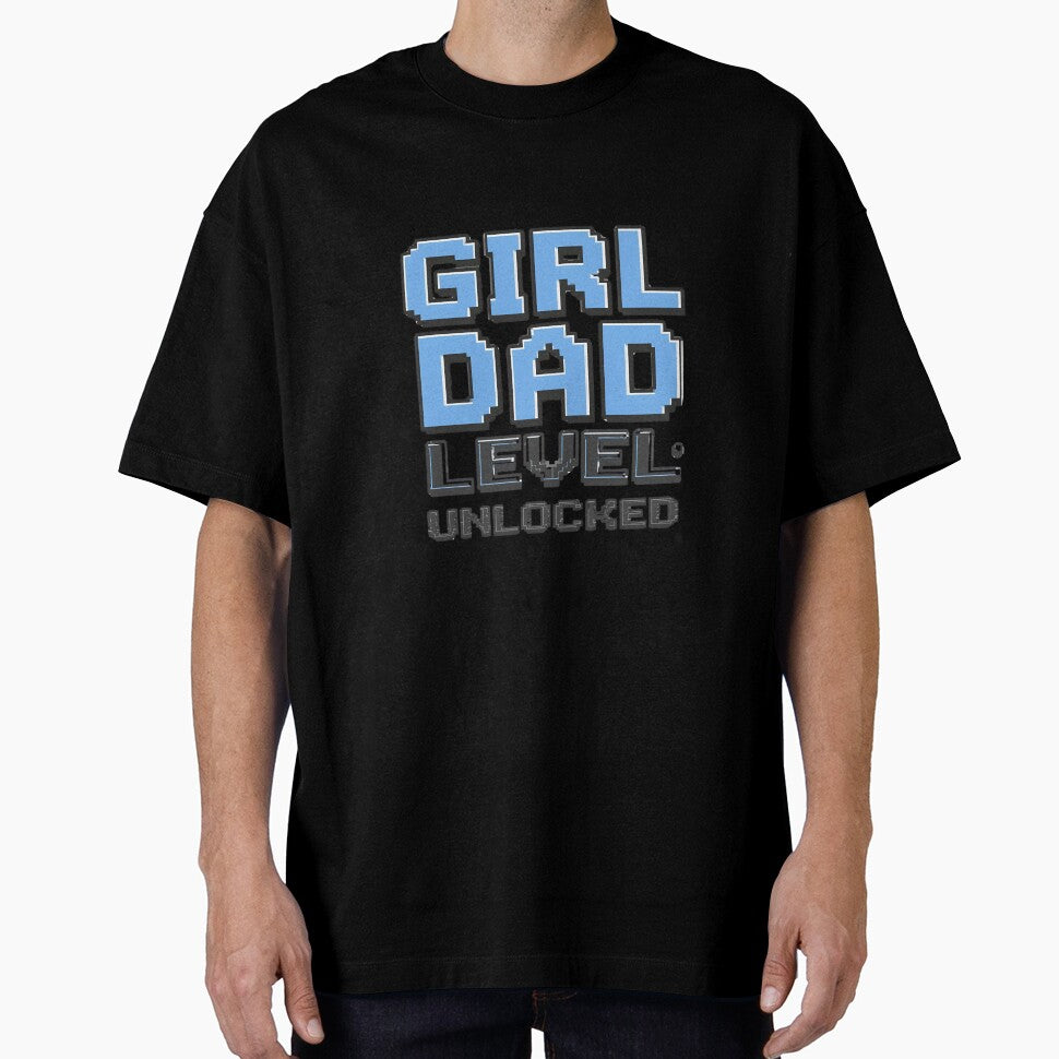 Girl Dad Level: Unlocked T-Shirt | New Dad Gift | Gamer Dad Baby Announcement Tee by GAIDREDA