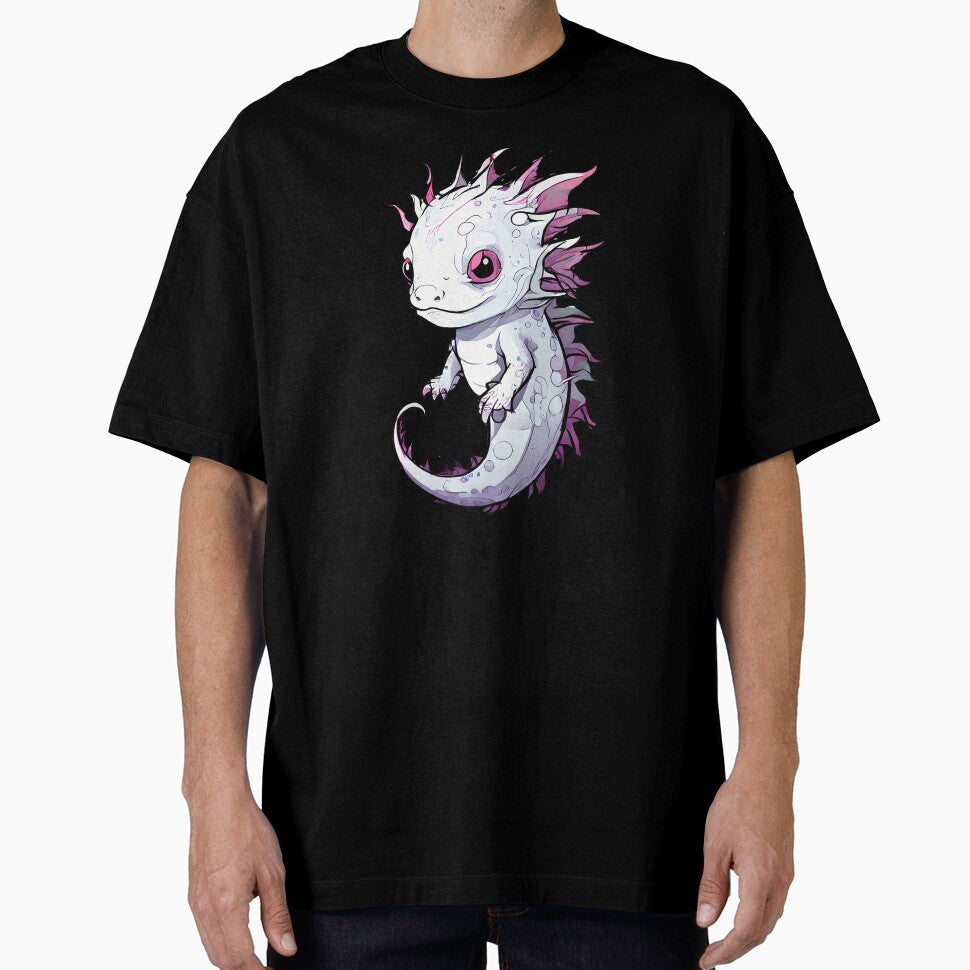Cute Pink Axolotl with Bright Pink Fins Art by RetroPop23