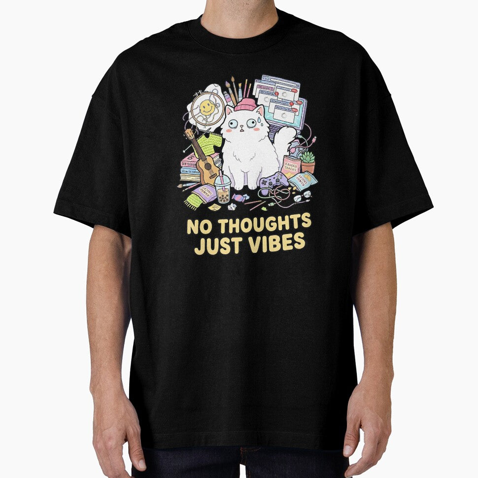 No Thoughts Just Vibes - ADHD Cat Meme by Wennity
