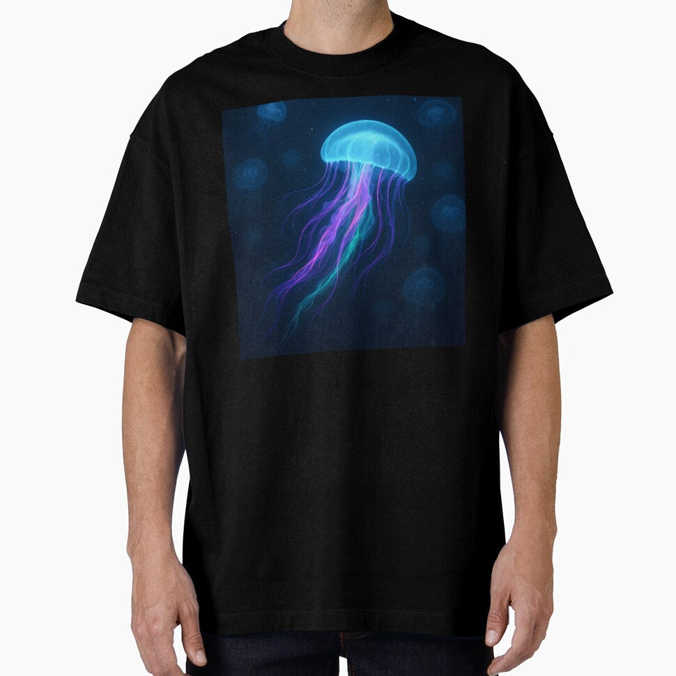 Neon Jellyfish Glow – Vibrant Underwater Art Print for Ocean Lovers by AbstractAuraArt