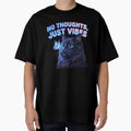 No Thoughts Just Vibes Cute Black Cat Meme by DigitalAnnaBanana