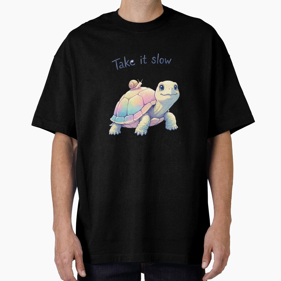 Take It Slow – Gentle Pastel Turtle & Snail Art by 001Haiba