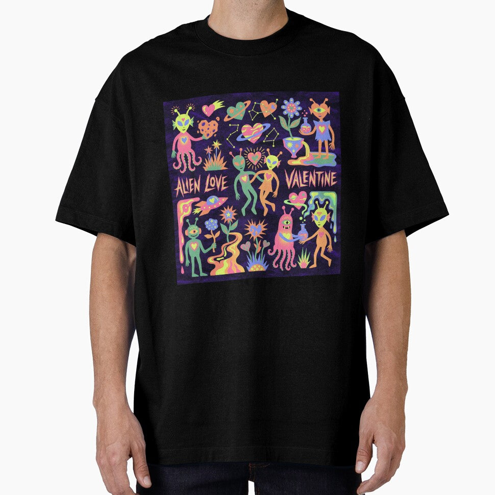 Neon Psychedelic Alien Love Valentine Blacklight Aesthetic by zzz888