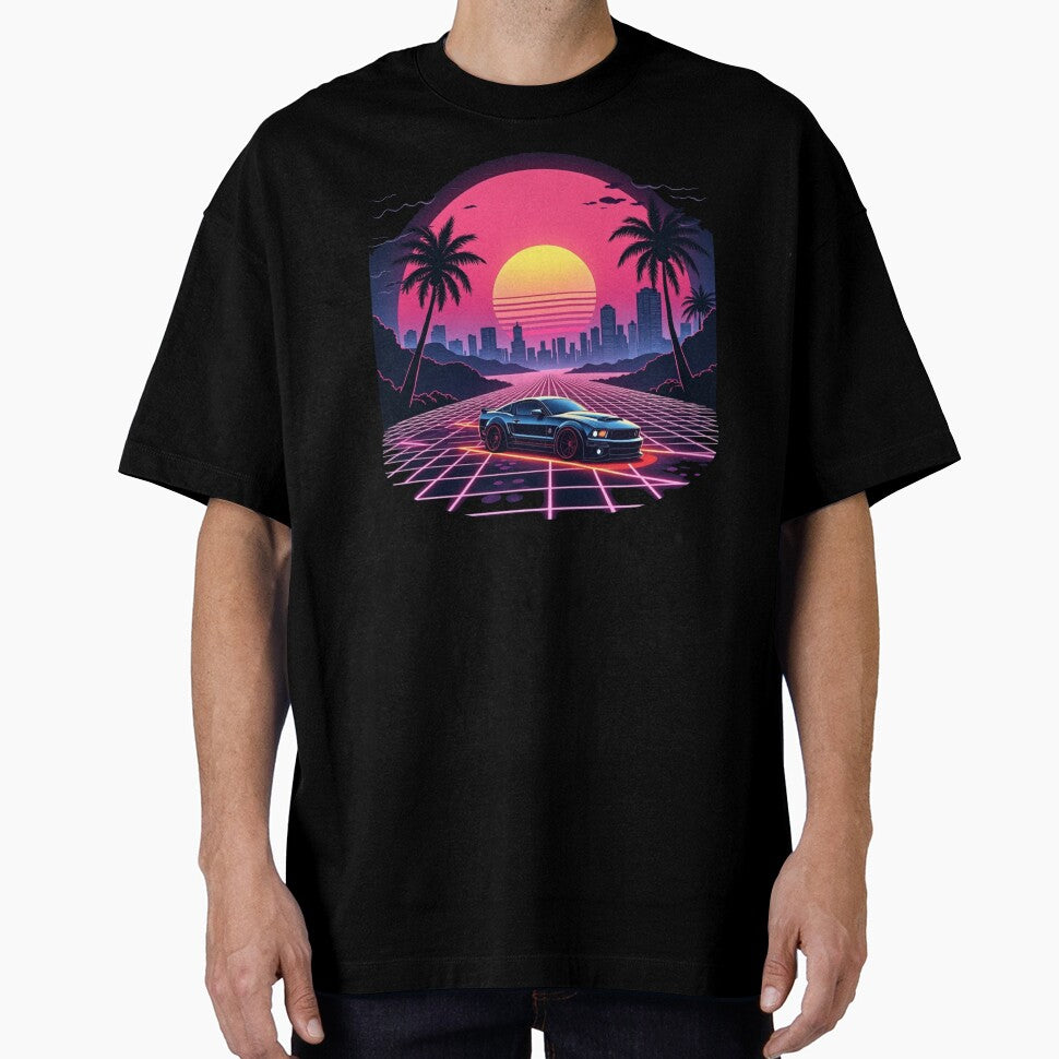 Cyberpunk Neon Drive T-Shirt – Retro-Futuristic 80s Aesthetic by Madustoks