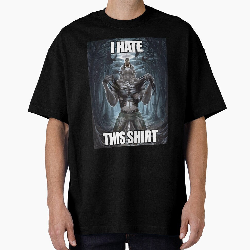 Funny Wolf Ripping Shirt Hate This Meme by fomodesigns