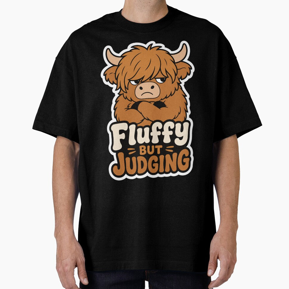 Fluffy But Judging Highland Cow – Funny Cow Meme by EchoBlue Studio